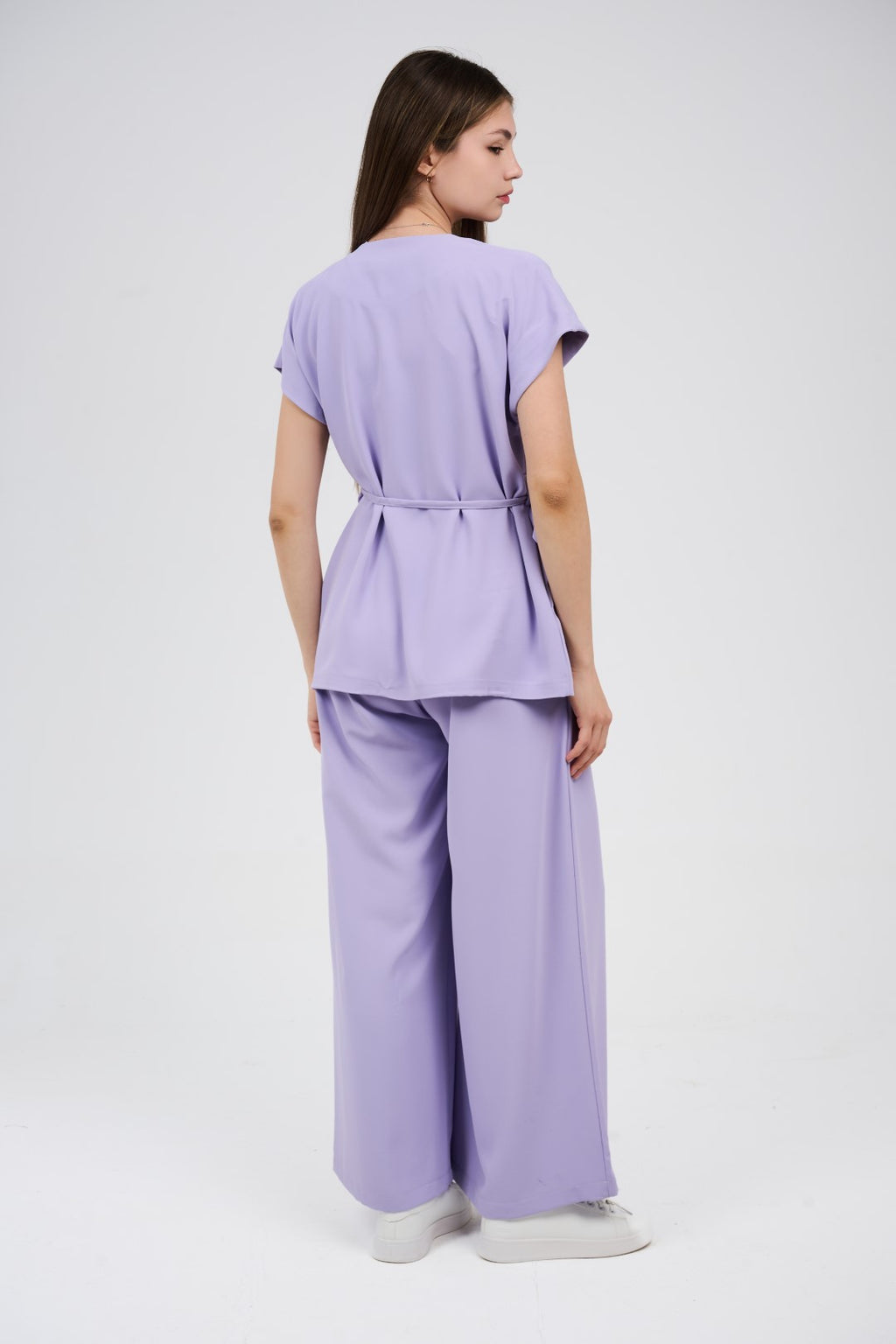 Two-Piece Wrap Top & Wide-Leg Pants Set
