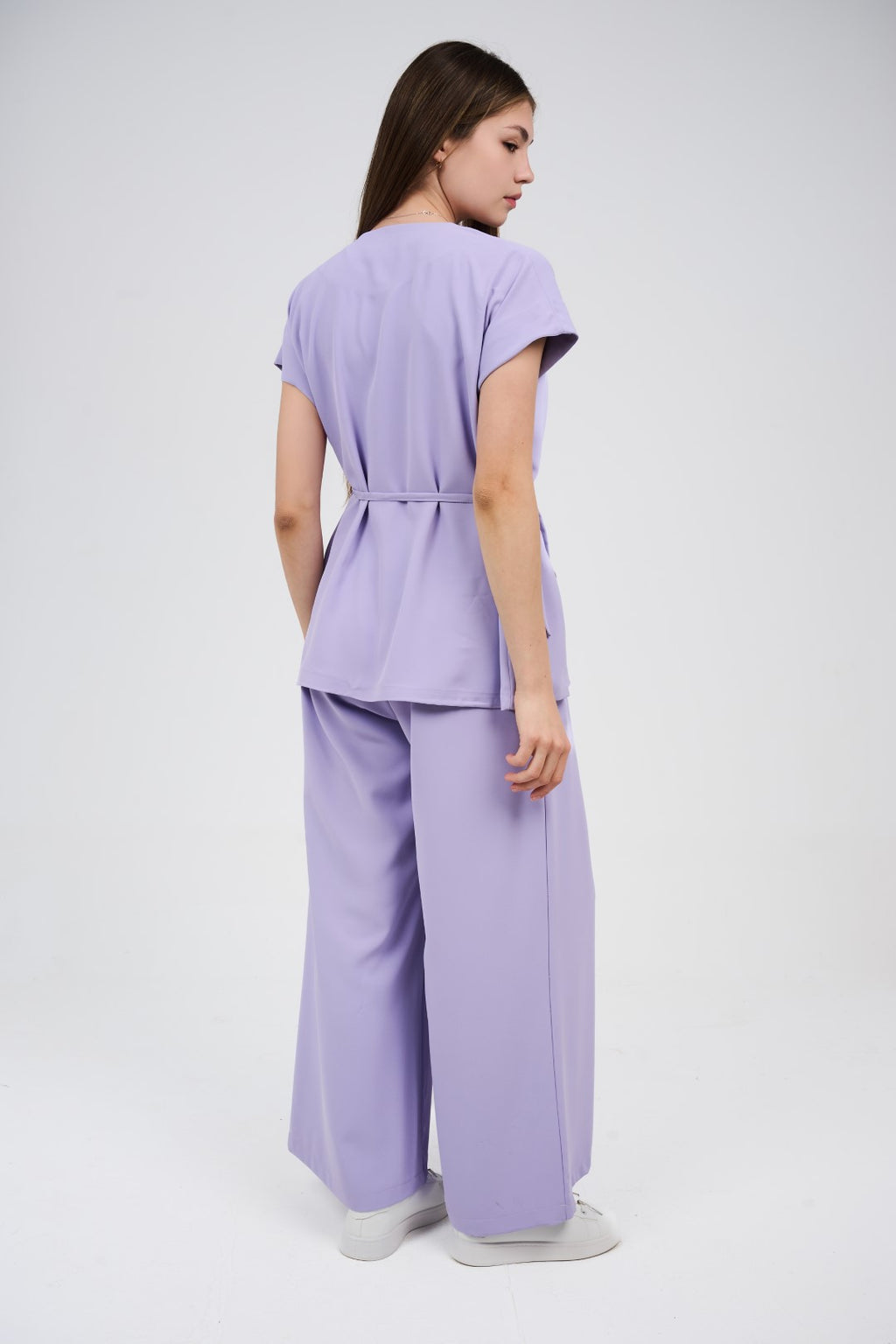 Two-Piece Wrap Top & Wide-Leg Pants Set