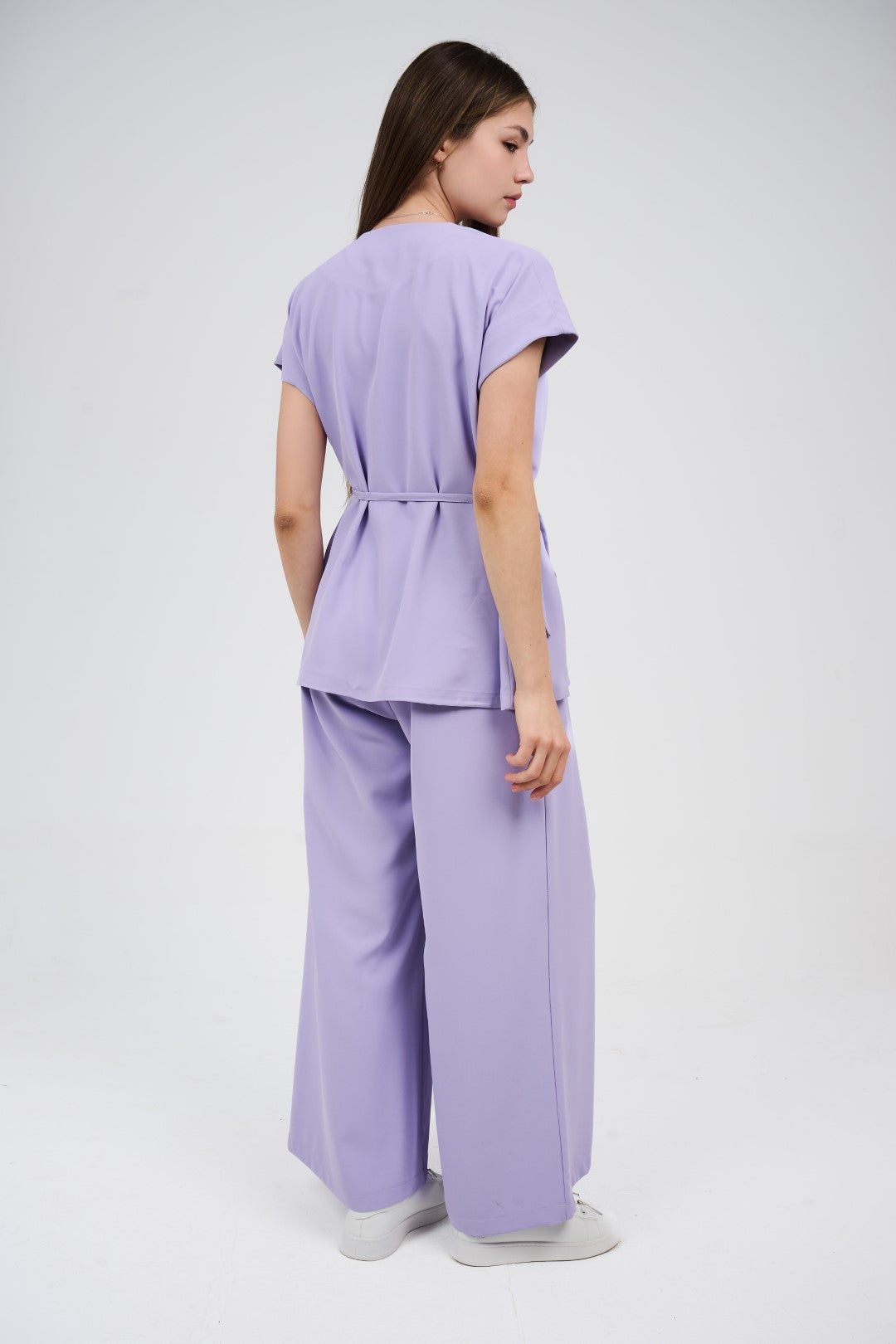 Two-Piece Wrap Top & Wide-Leg Pants Set