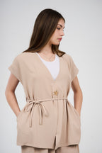 Two-Piece Wrap Top & Wide-Leg Pants Set