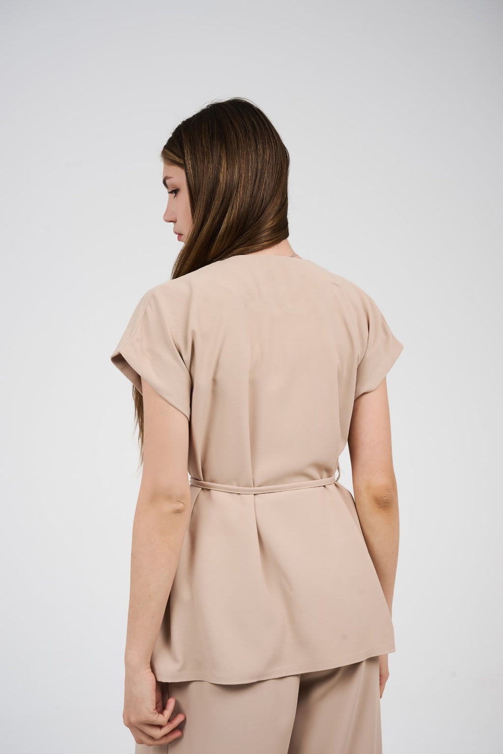 Two-Piece Wrap Top & Wide-Leg Pants Set
