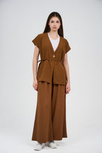 Two-Piece Wrap Top & Wide-Leg Pants Set