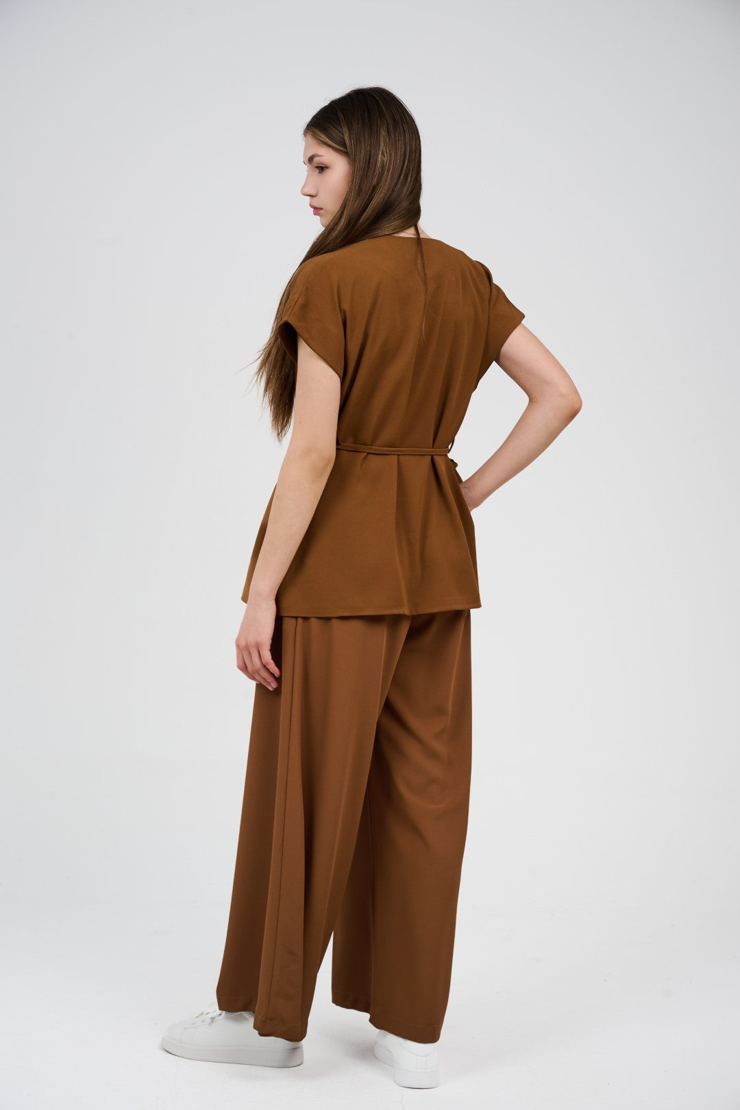 Two-Piece Wrap Top & Wide-Leg Pants Set