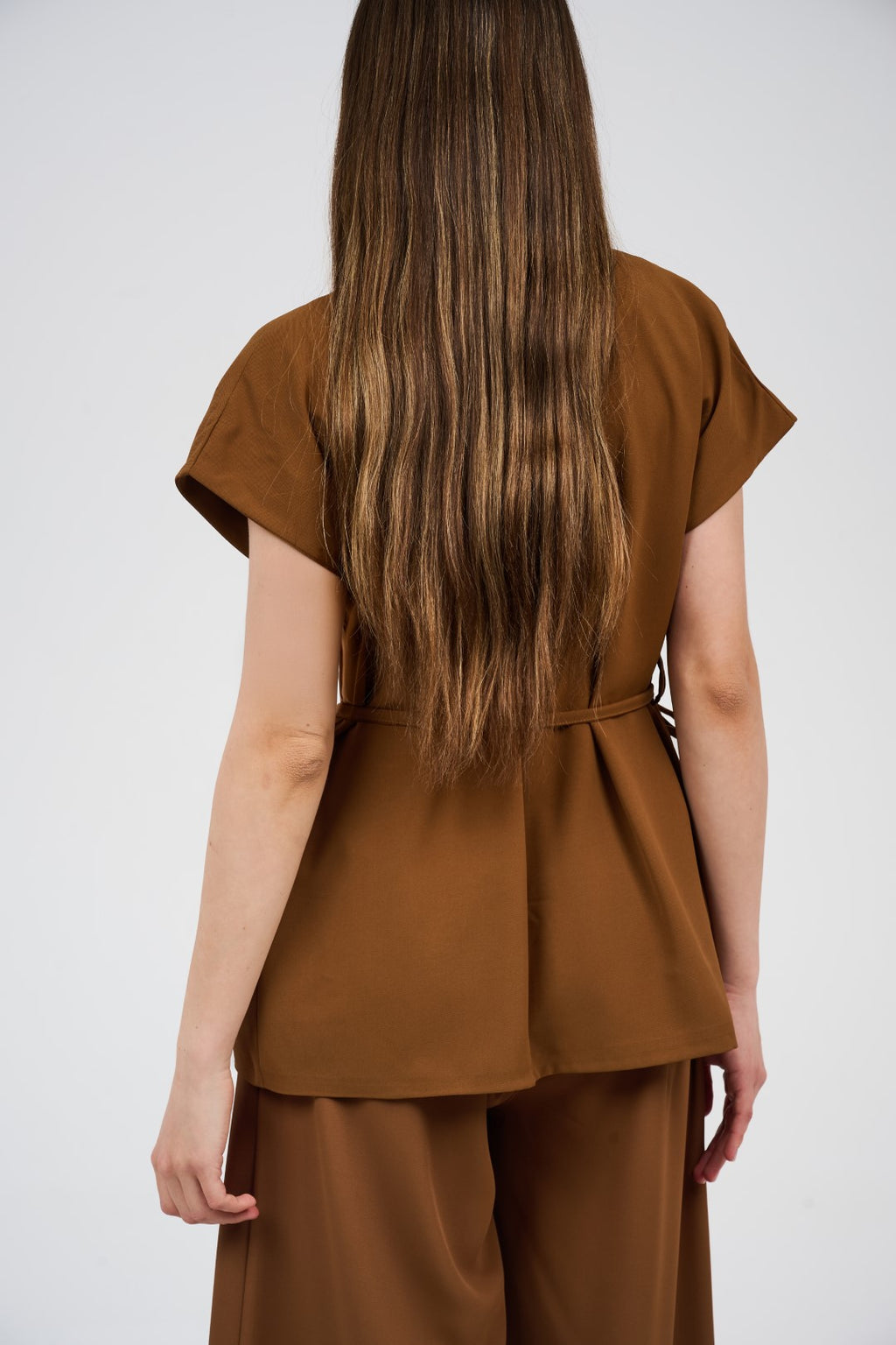 Two-Piece Wrap Top & Wide-Leg Pants Set