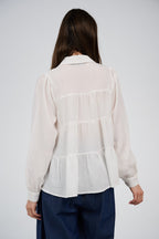 Relaxed Tiered Button-Up Blouse