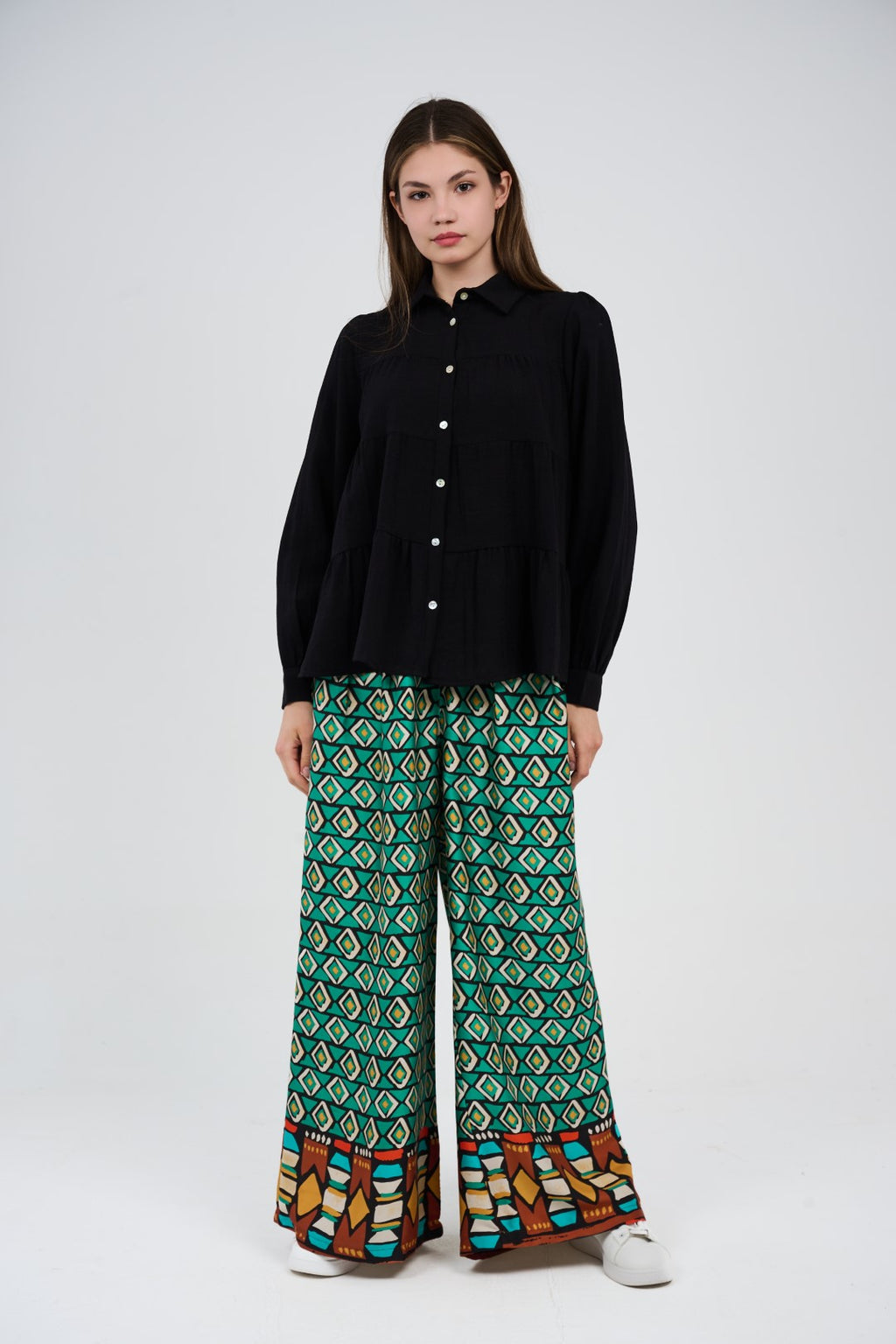 Printed Wide-Leg Palazzo Pants