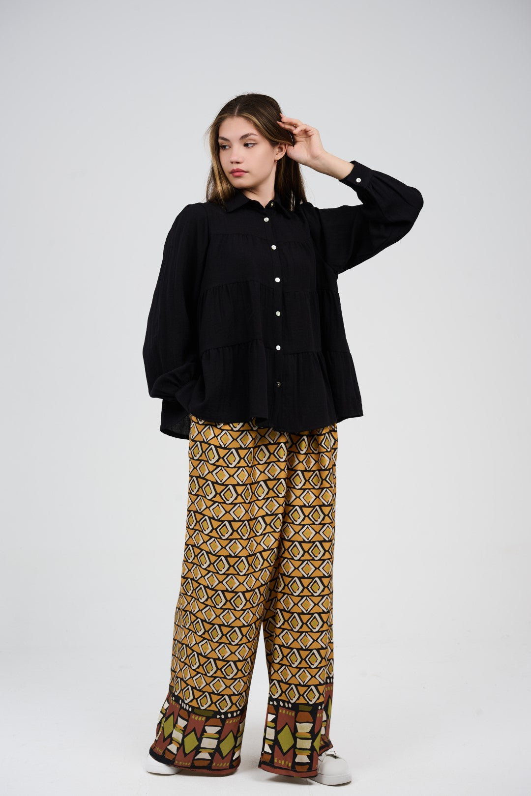 Printed Wide-Leg Palazzo Pants