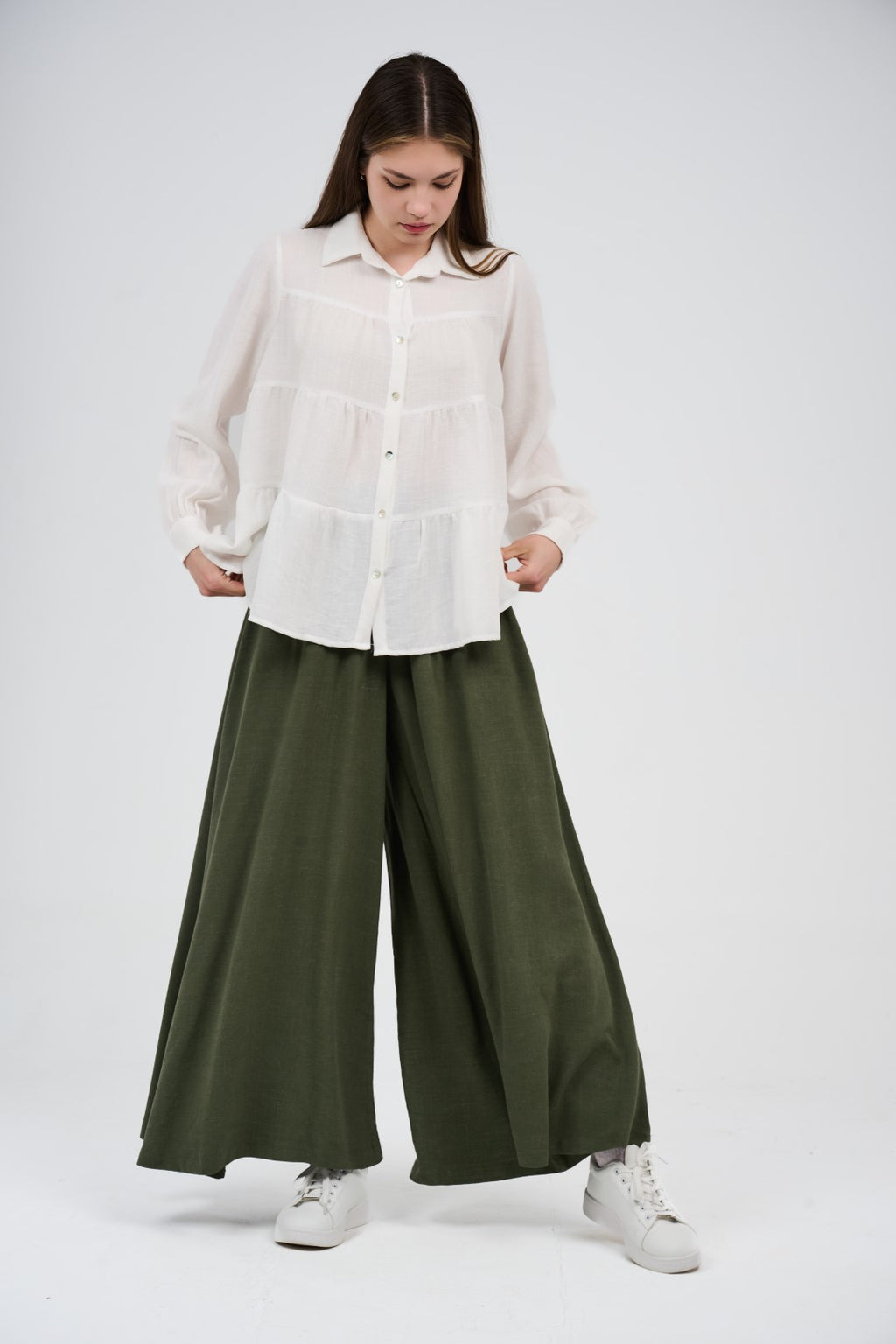 Linen Wide Leg Palazzo Pants