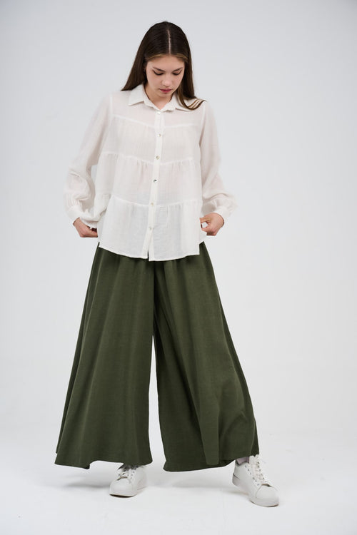 Linen Wide Leg Palazzo Pants