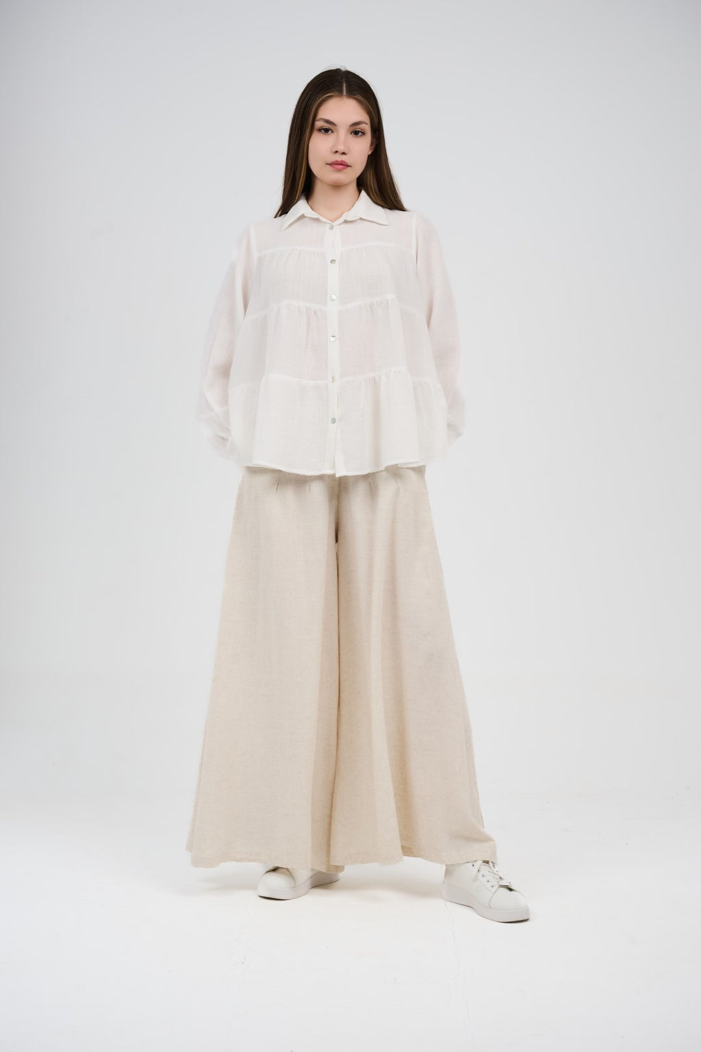 Linen Wide Leg Palazzo Pants
