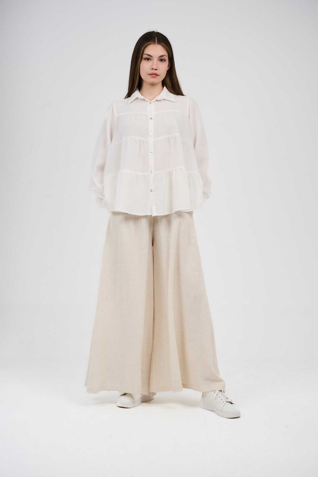 Linen Wide Leg Palazzo Pants