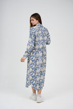 فستان قميص مطبوع بطول ميدي/ماكسي بأزرار أمامية 

