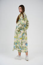 فستان قميص مطبوع بطول ميدي/ماكسي بأزرار أمامية 

