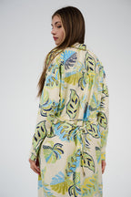 فستان قميص مطبوع بطول ميدي/ماكسي بأزرار أمامية 

