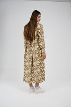 فستان قميص مطبوع بطول ميدي/ماكسي بأزرار أمامية 

