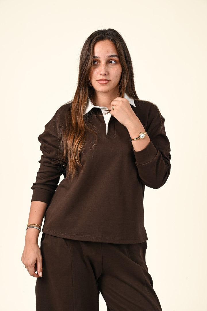 Polo Collar Sweatshirt
