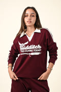 Varsity Style Polo Collar Sweatshirt