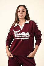 Varsity Style Polo Collar Sweatshirt