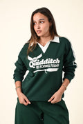 Varsity Style Polo Collar Sweatshirt