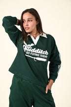 Varsity Style Polo Collar Sweatshirt