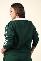 Varsity Style Polo Collar Sweatshirt