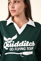 Varsity Style Polo Collar Sweatshirt