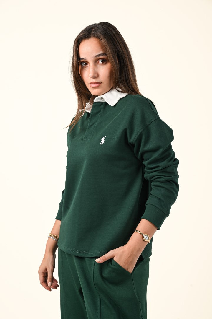 Polo Collar Sweatshirt