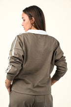 Varsity Style Polo Collar Sweatshirt
