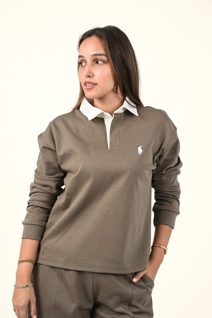 Polo Collar Sweatshirt