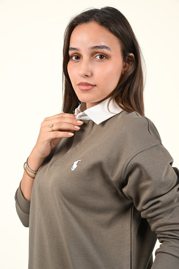 Polo Collar Sweatshirt