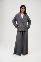 Tow-Piece Suit Set:  Blazer  & Wide-Leg Pants