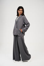 Tow-Piece Suit Set:  Blazer  & Wide-Leg Pants