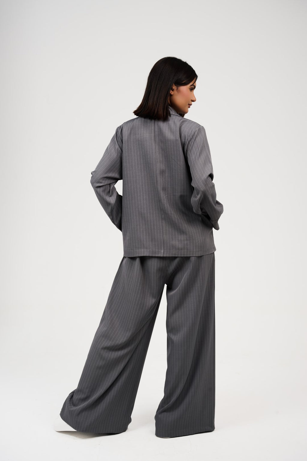Tow-Piece Suit Set:  Blazer  & Wide-Leg Pants