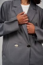 Tow-Piece Suit Set:  Blazer  & Wide-Leg Pants