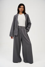 Tow-Piece Suit Set:  Blazer  & Wide-Leg Pants