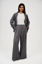 Tow-Piece Suit Set:  Blazer  & Wide-Leg Pants