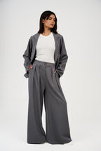Tow-Piece Suit Set:  Blazer  & Wide-Leg Pants