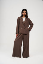 Tow-Piece Suit Set:  Blazer  & Wide-Leg Pants
