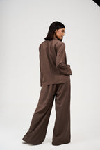 Tow-Piece Suit Set:  Blazer  & Wide-Leg Pants