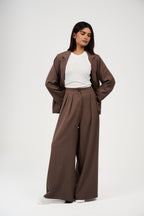 Tow-Piece Suit Set:  Blazer  & Wide-Leg Pants