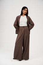 Tow-Piece Suit Set:  Blazer  & Wide-Leg Pants