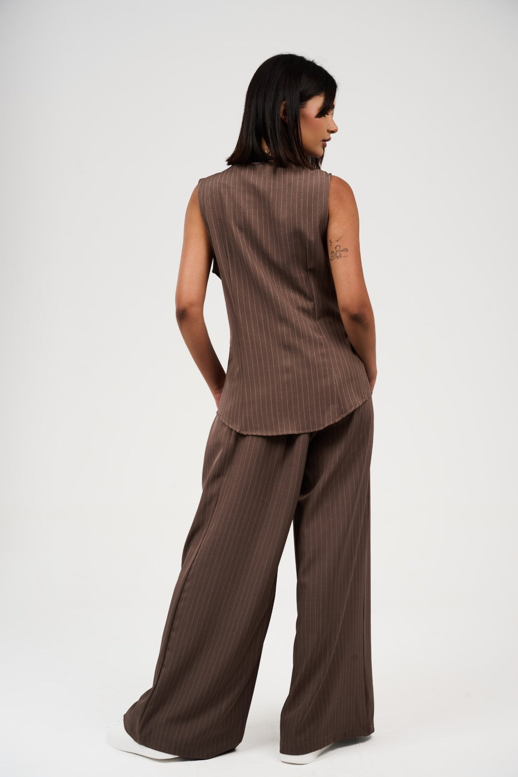 Tow-Piece Suit Set: Vest & Wide-Leg Pants