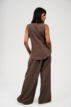 Tow-Piece Suit Set: Vest & Wide-Leg Pants