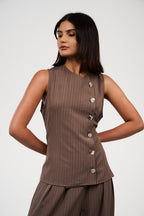 Tow-Piece Suit Set: Vest & Wide-Leg Pants