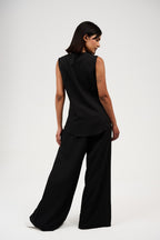 Tow-Piece Suit Set: Vest & Wide-Leg Pants