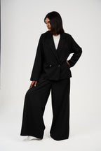 Tow-Piece Suit Set:  Blazer  & Wide-Leg Pants