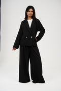 Tow-Piece Suit Set:  Blazer  & Wide-Leg Pants