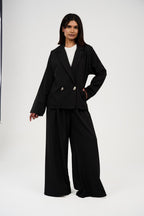 Tow-Piece Suit Set:  Blazer  & Wide-Leg Pants