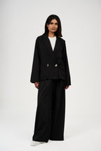 Tow-Piece Suit Set:  Blazer  & Wide-Leg Pants