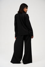 Tow-Piece Suit Set:  Blazer  & Wide-Leg Pants